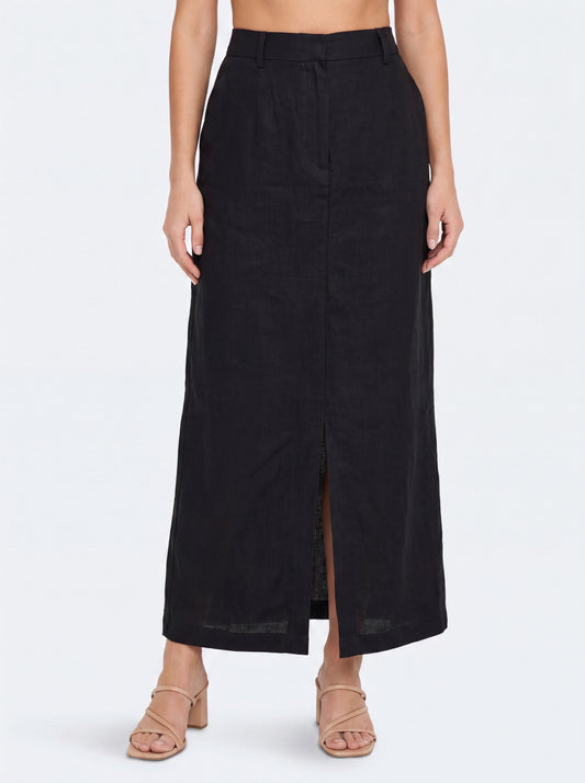 Inori Black Linen Skirt