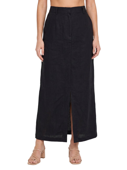 Inori Black Linen Skirt