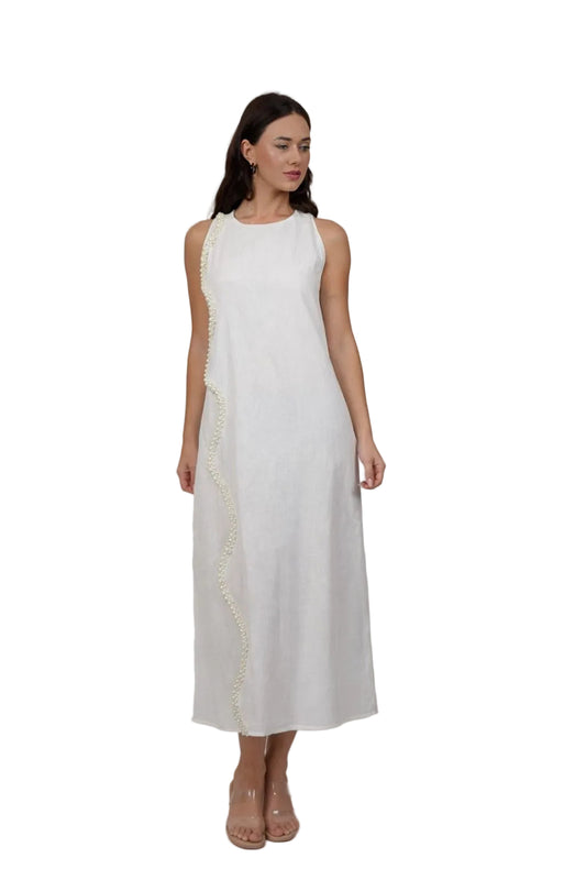 Pearl Linen Maxi Dress