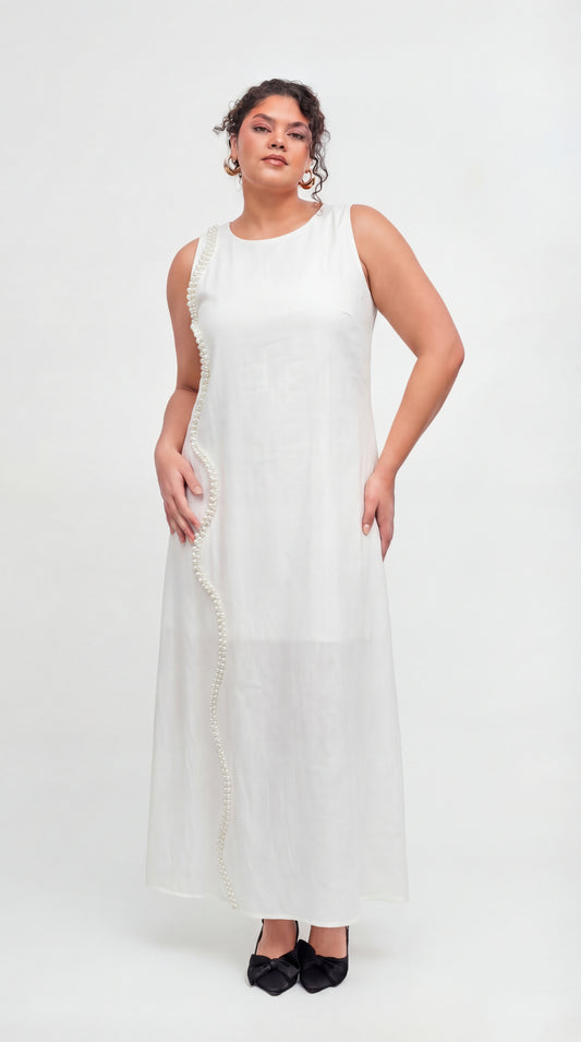 Pearl Linen Maxi Dress