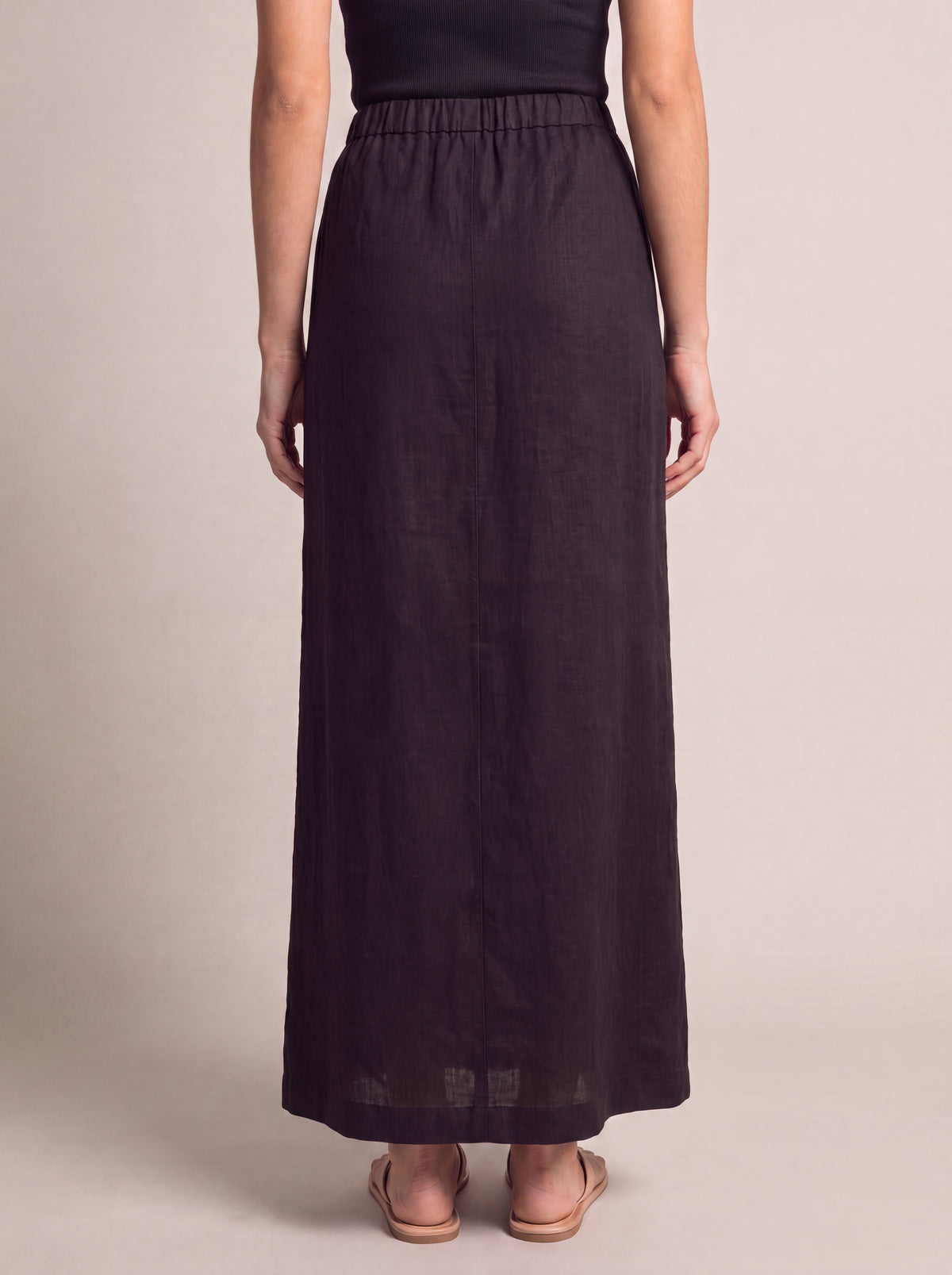 Inori Black Linen Skirt