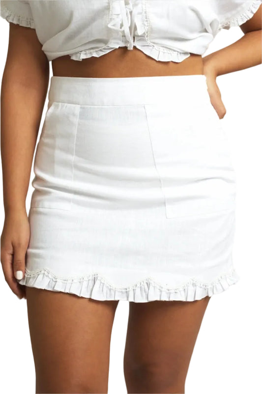 Mogra White Linen Skirt