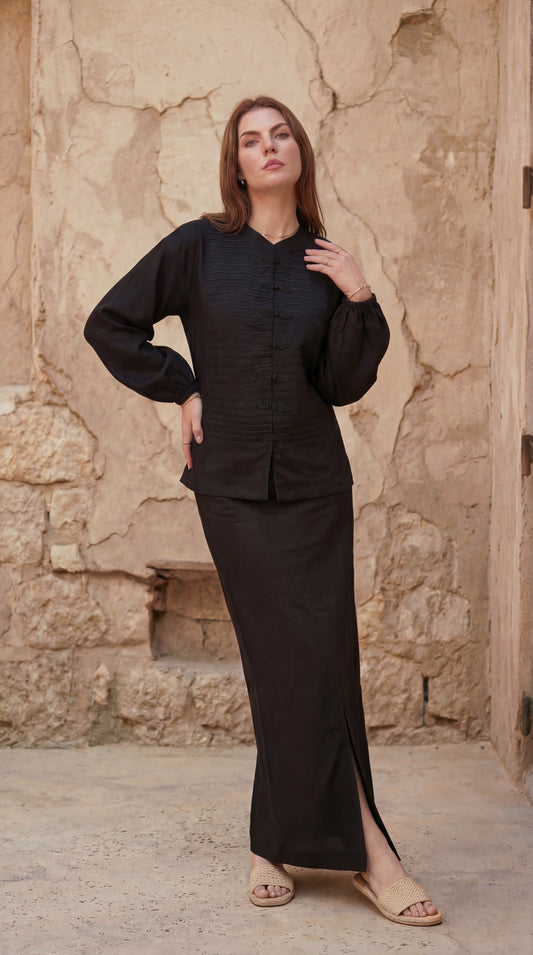 Inori Black Linen Co-Ord Set