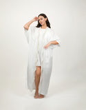 Pearl White Short Dress With Kimono Set