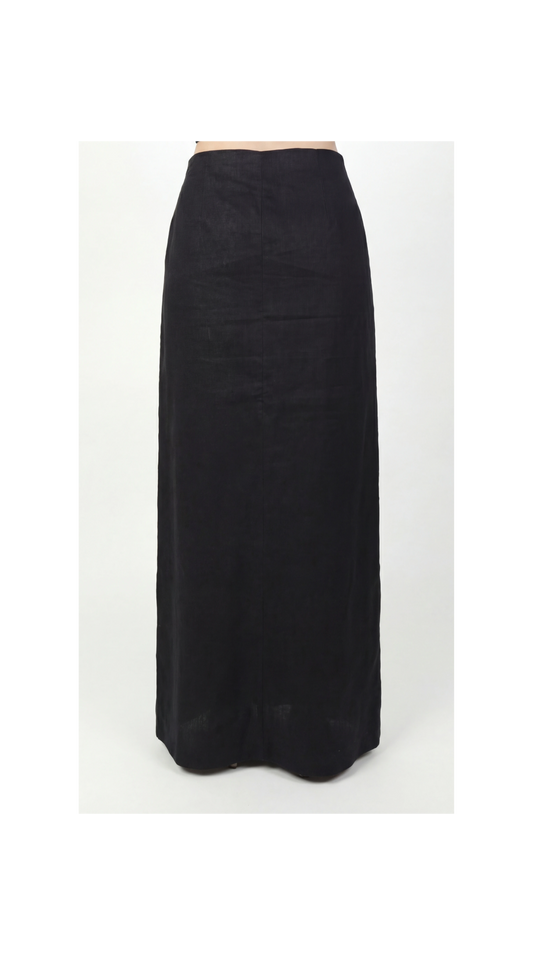 Inori Black Linen Skirt