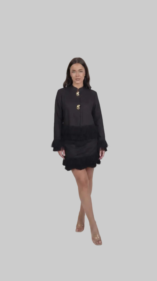 Whip Black Linen Skirt