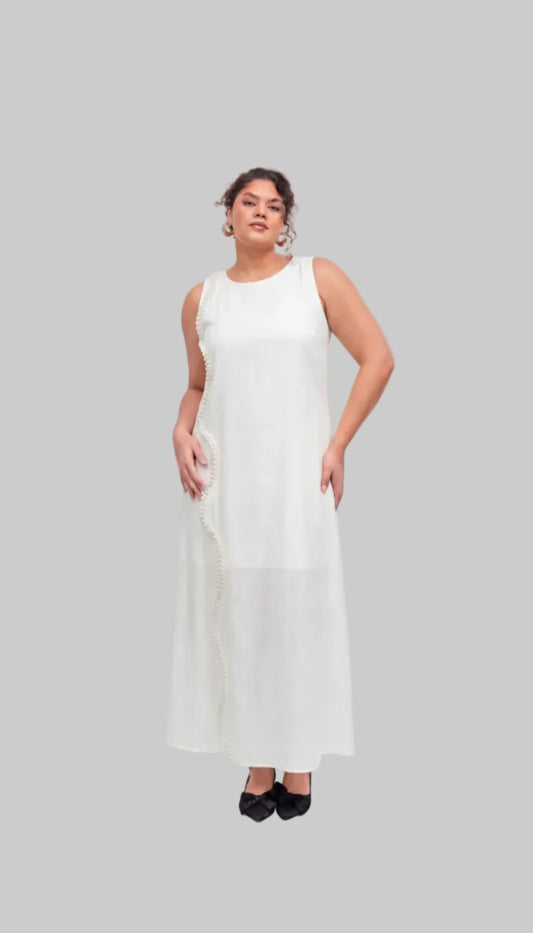 Pearl Linen Maxi Dress