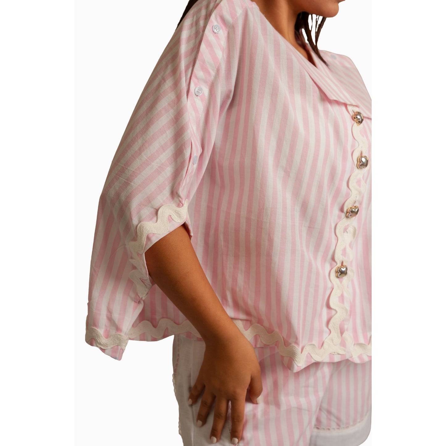 Luna Pink And White Stripe Shirt/Top