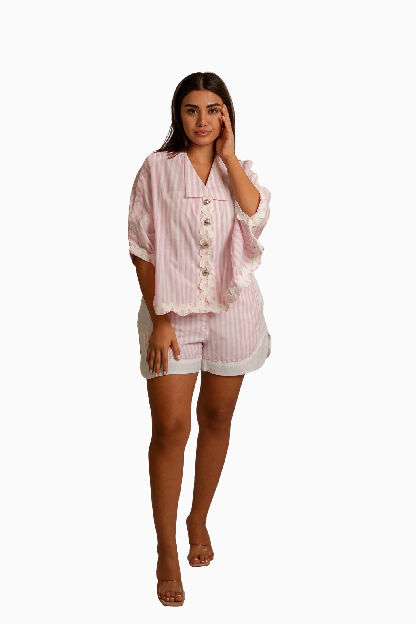 Luna Pink And White Stripe Shirt/Top