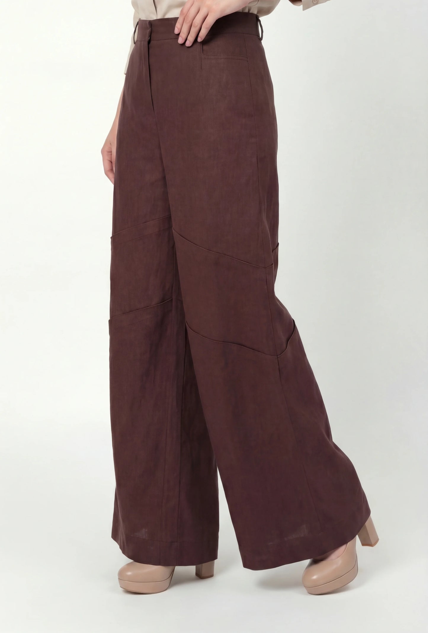 Emara Brown Linen Pant