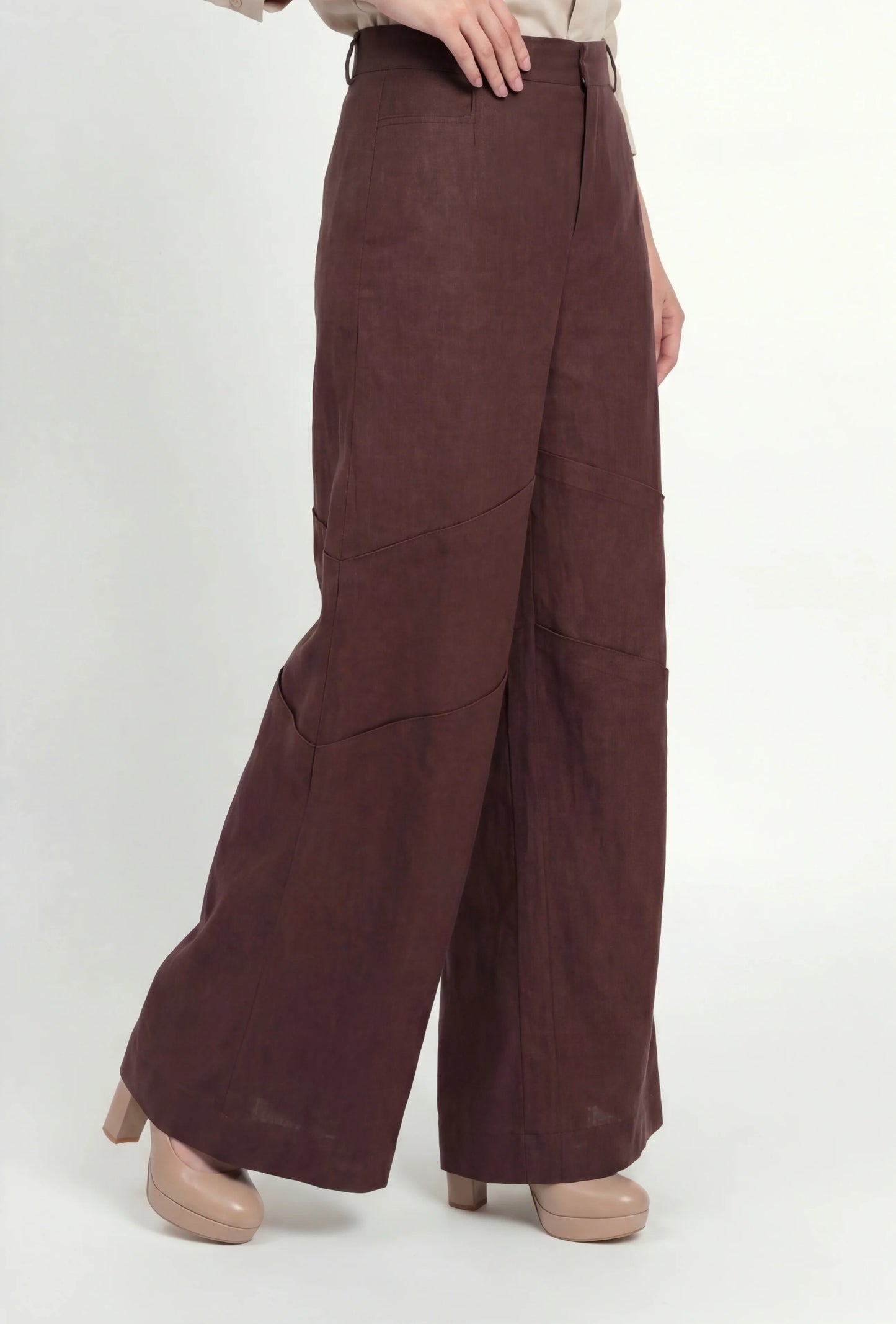 Emara Brown Linen Pant