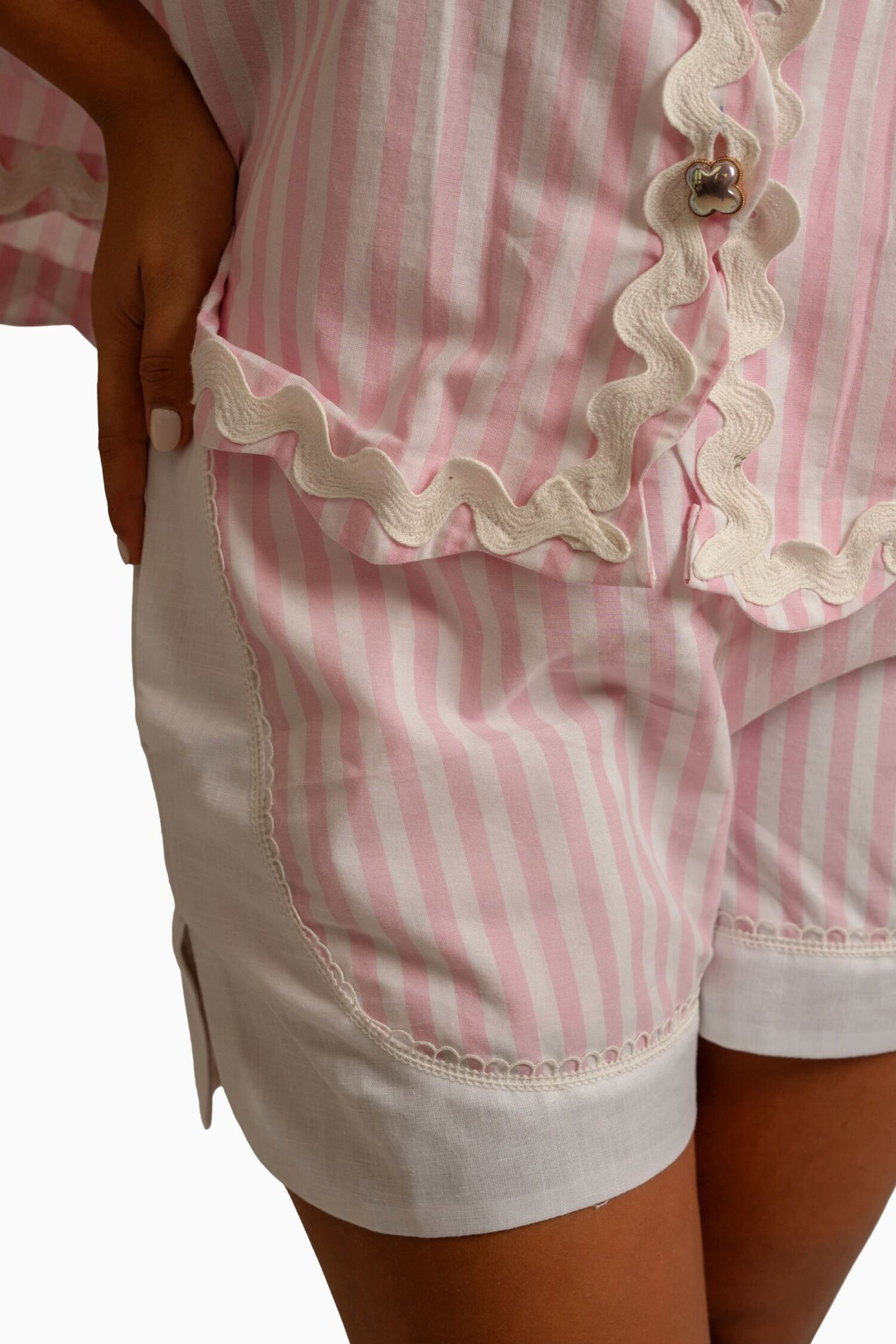 Luna Pink And White Stripe Shirt/Top
