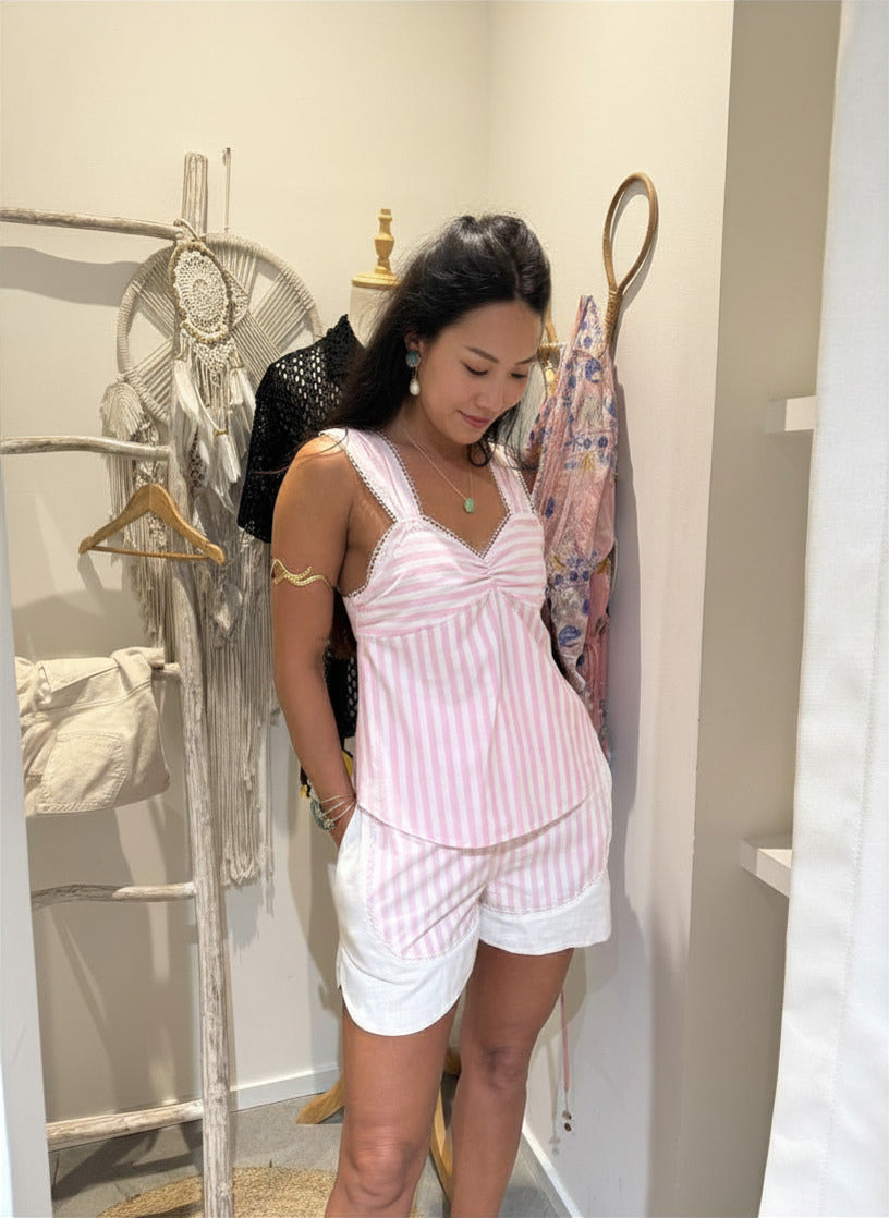 Jennifer Pink And White Stripe Top