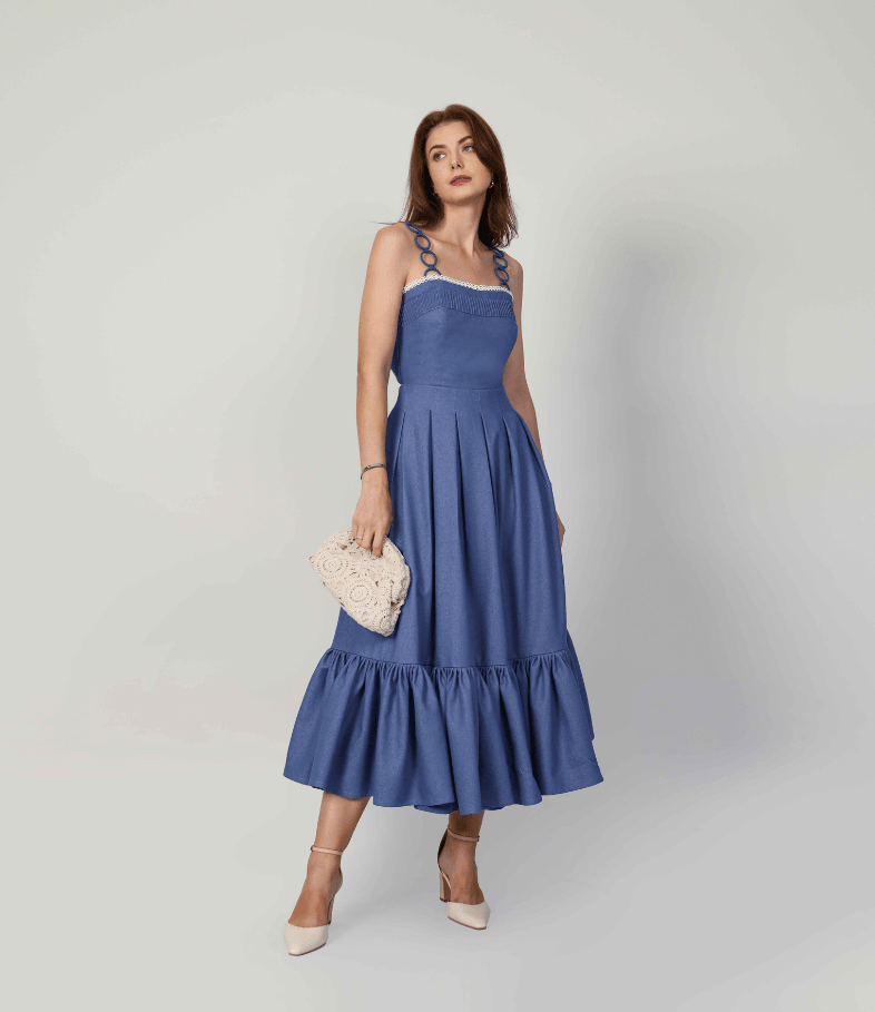 DAPHNE DRESS BLUE - mudafashions