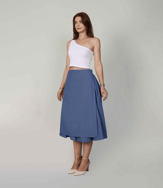 RACHEL BLUE DETACHABLE CULOTTE - mudafashions