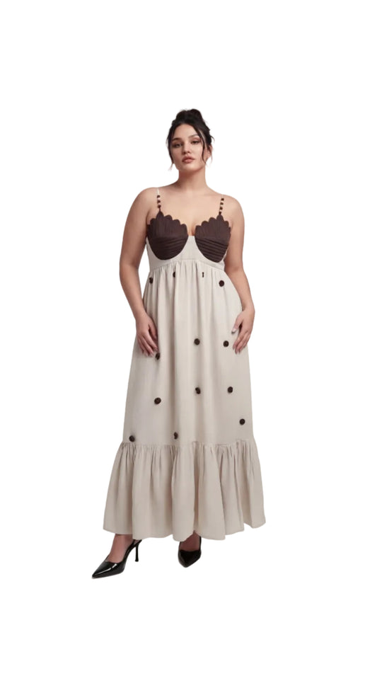 Coco Beige Brown Linen Dress