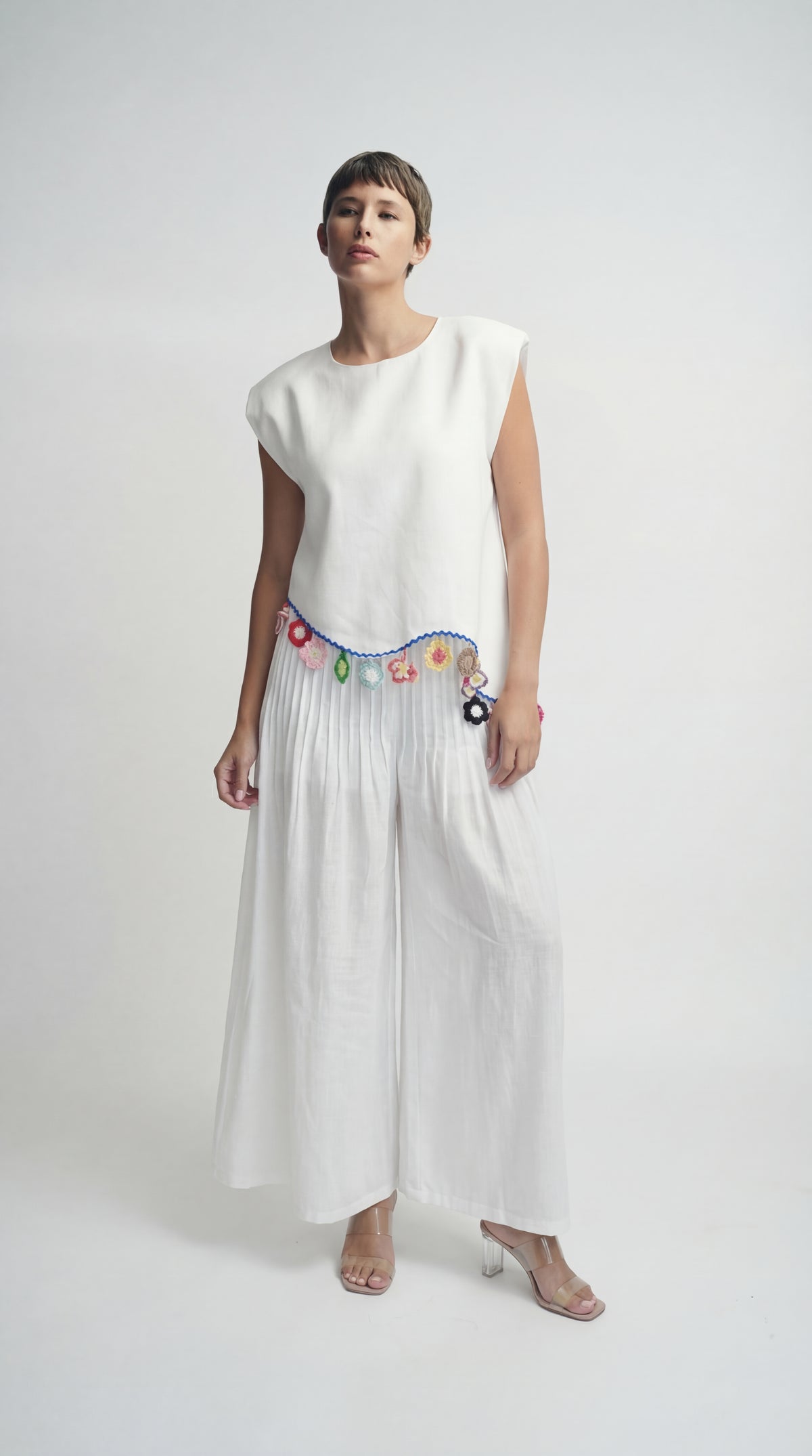 Fiji Summer Sleeveless White Linen Top