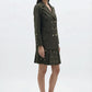 Olivia Full Sleeve Co-Ord Set, olive green gabardine cotton double-breasted blazer and skort co-ord set with gold-toned buttons and hand-embellished golden charms – styled on model