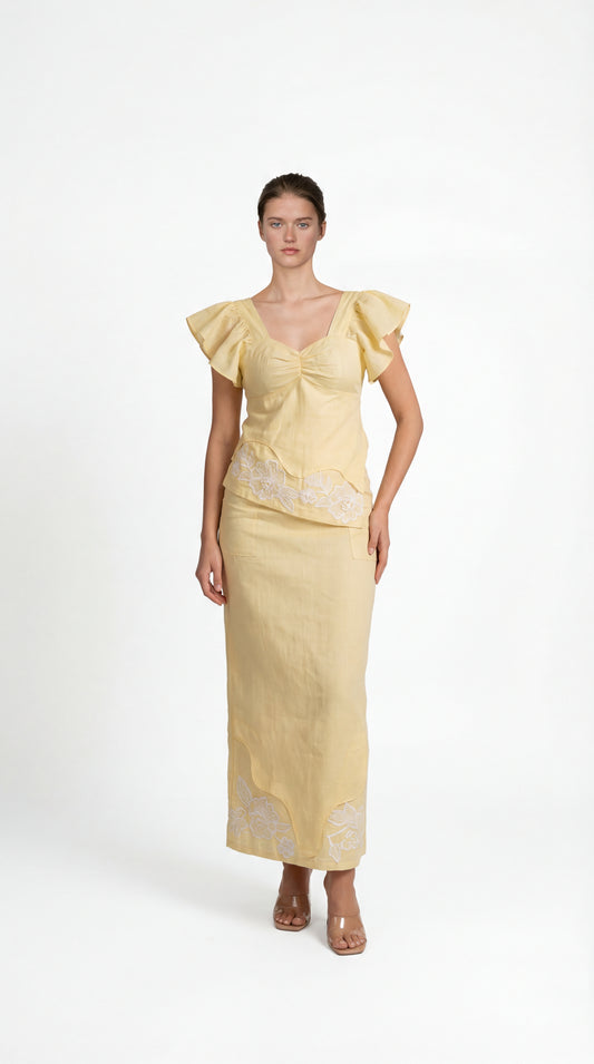 Blossom Yellow Linen Co-Ord Set