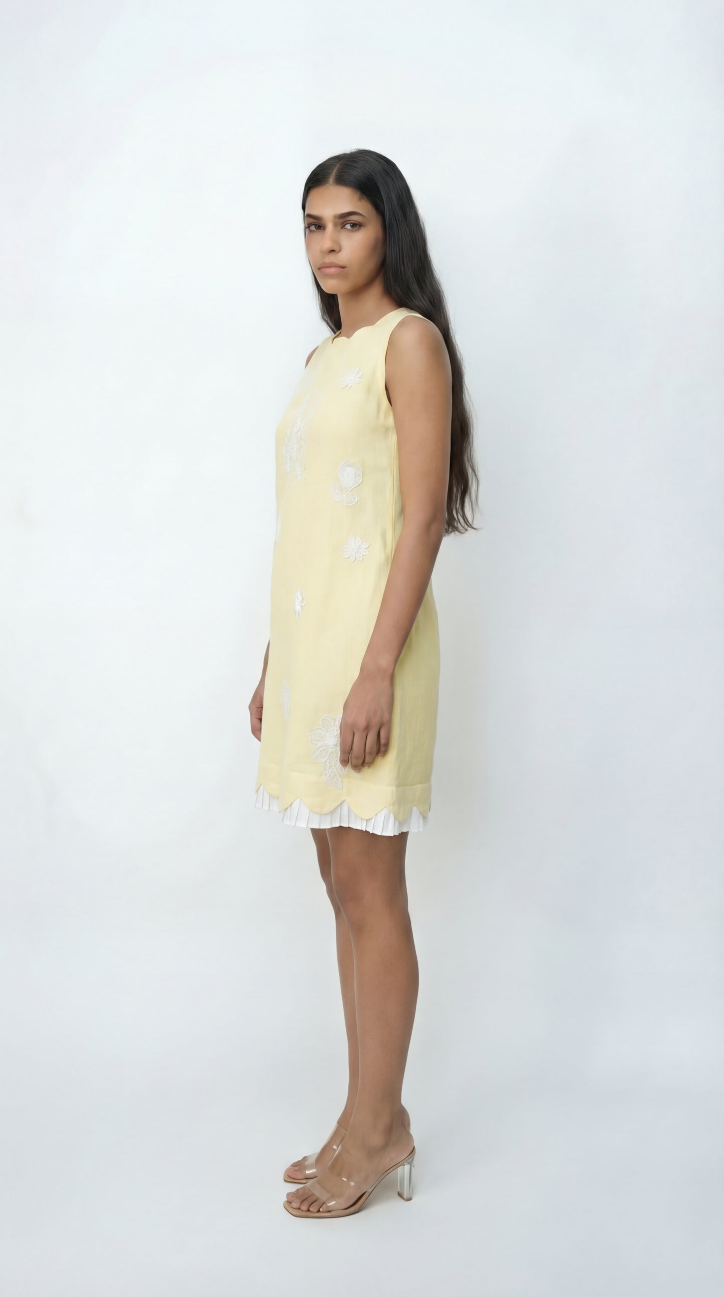 Petal Yellow Linen short dress