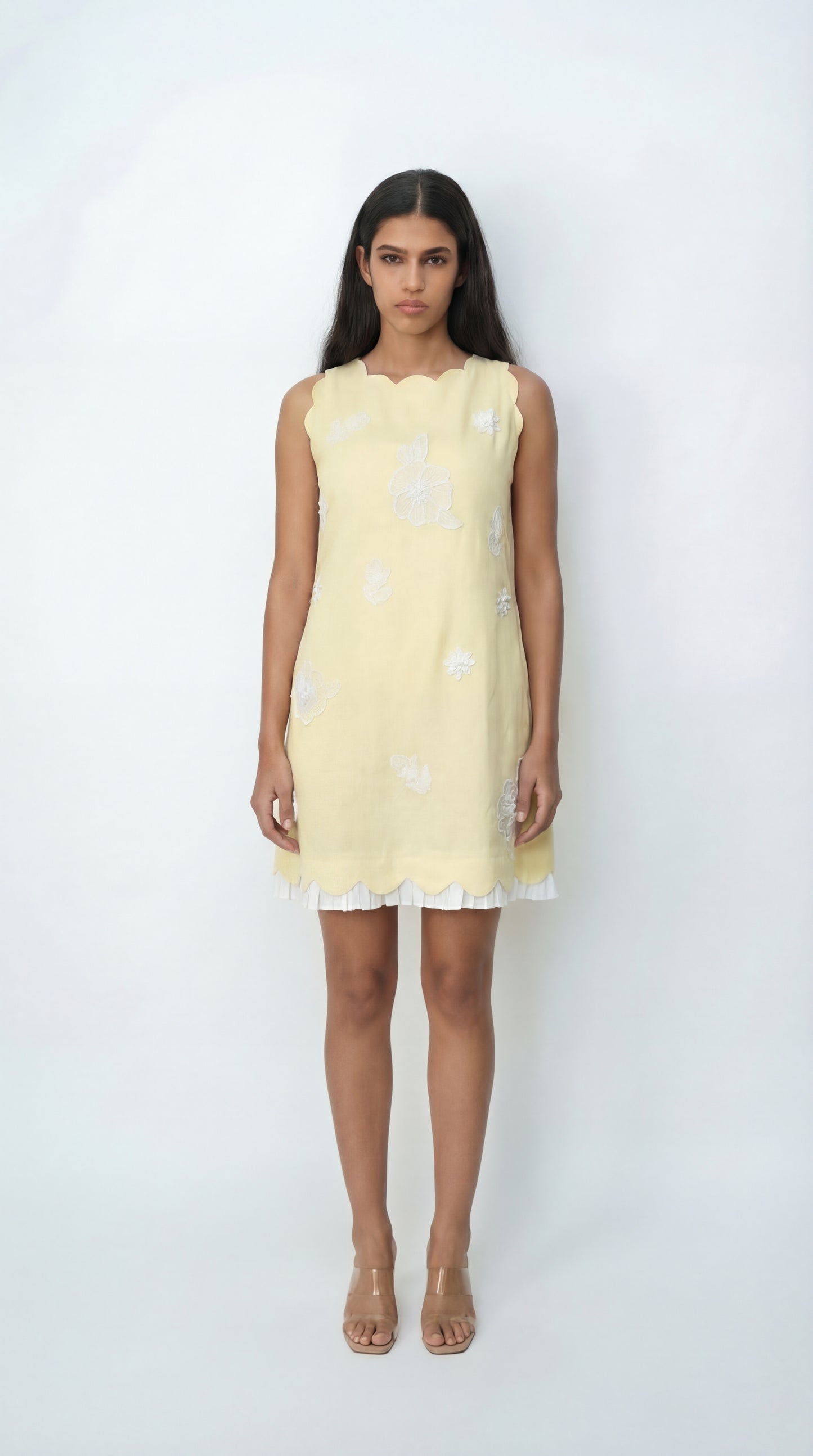 Petal Yellow Linen short dress