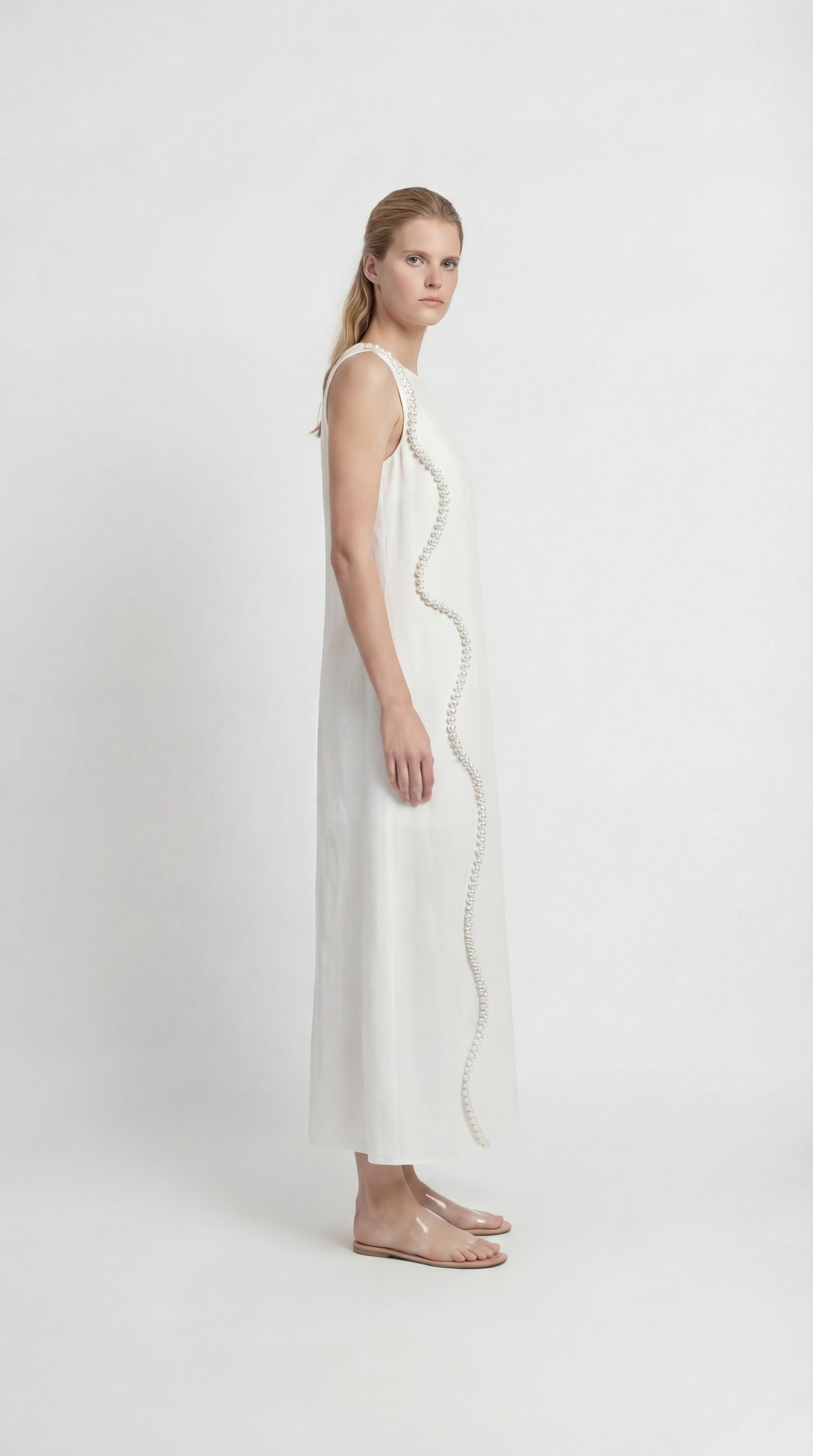 Pearl Linen Maxi Dress