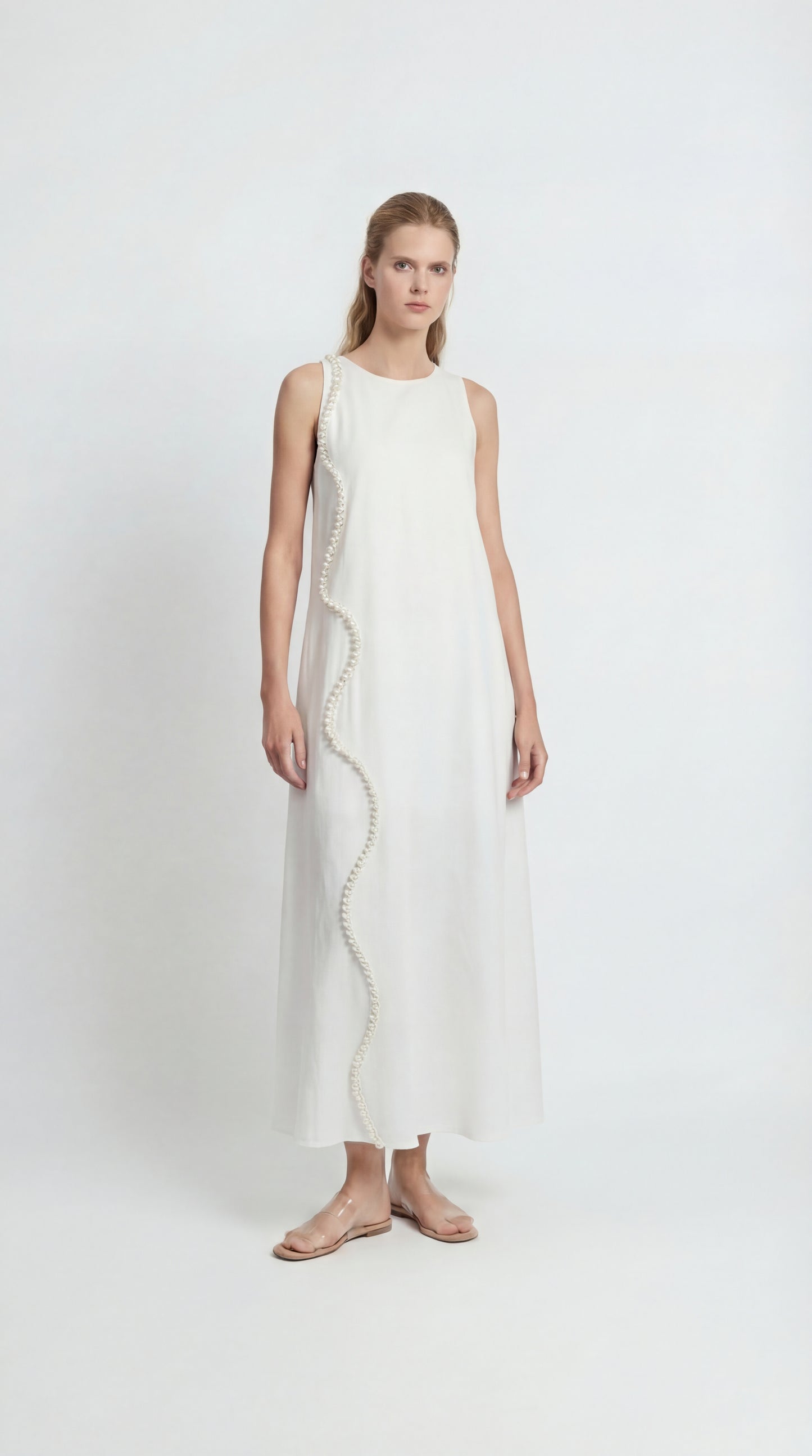 Pearl Linen Maxi Dress