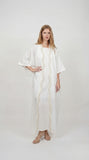 Pearl White Maxi Dress With Kimono Set