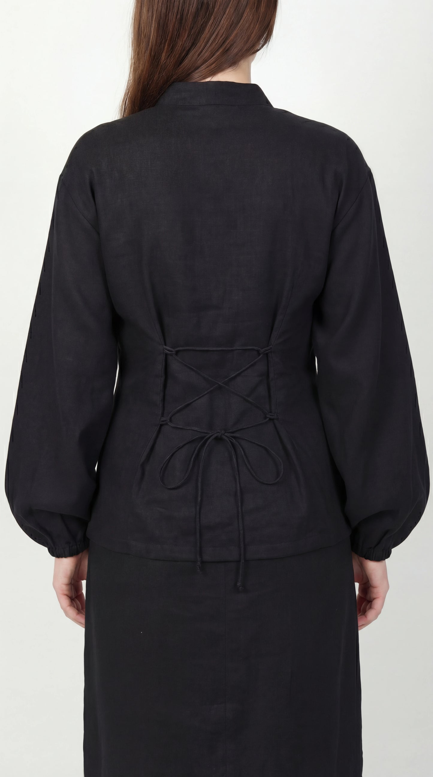 Inori Black Linen Top