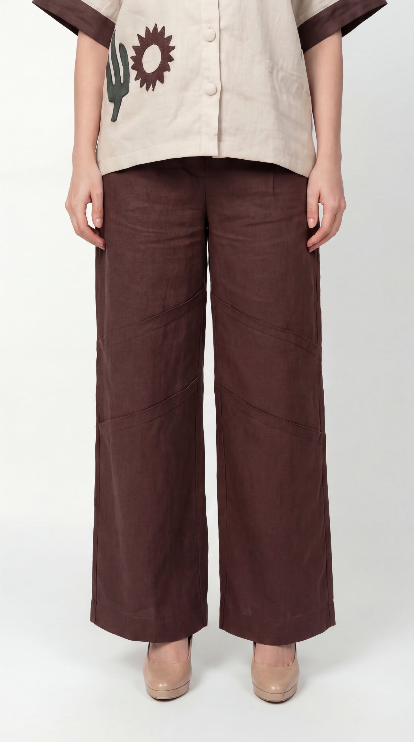 Emara Brown Linen Pant