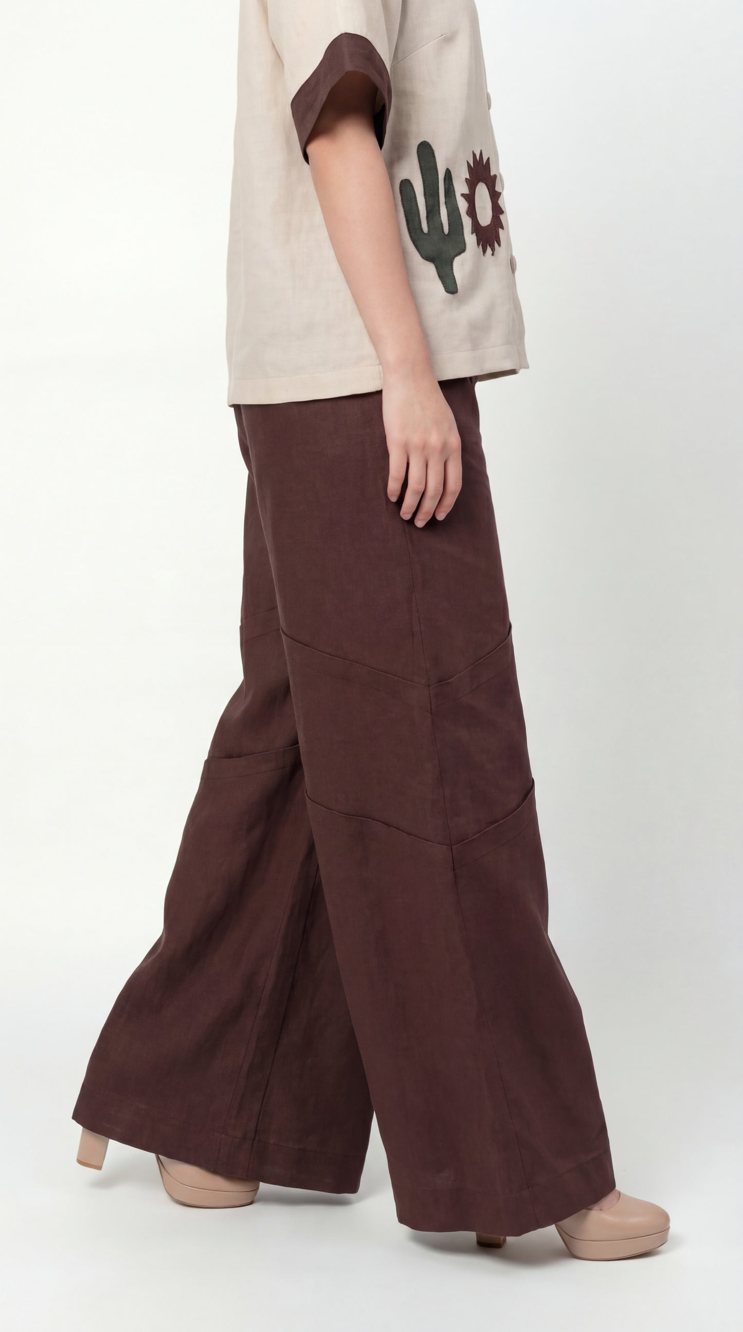 Emara Brown Linen Pant