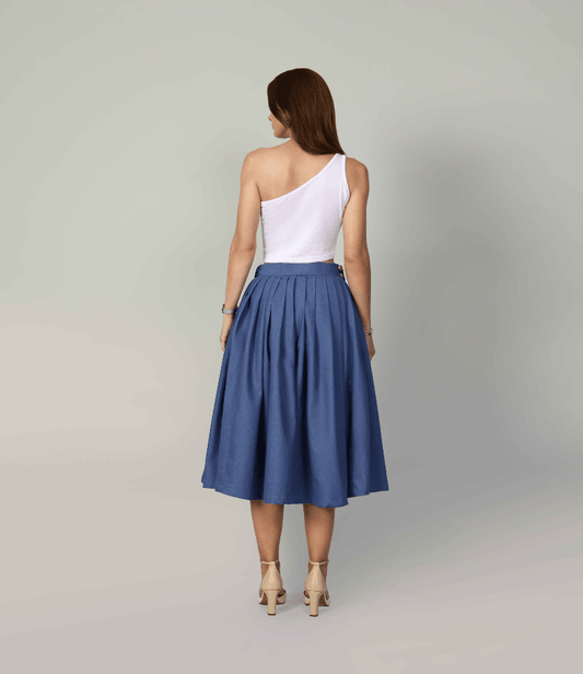 RACHEL BLUE DETACHABLE CULOTTE - mudafashions