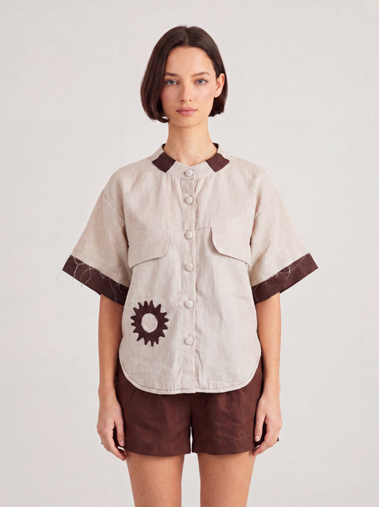 Barakah Beige Linen Shirt