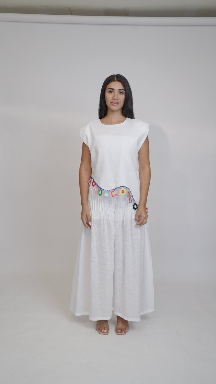 Fiji Summer Sleeveless White Linen Top
