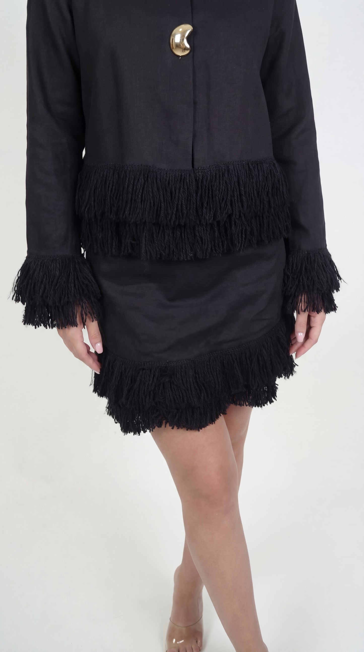 Whip Black Linen Skirt