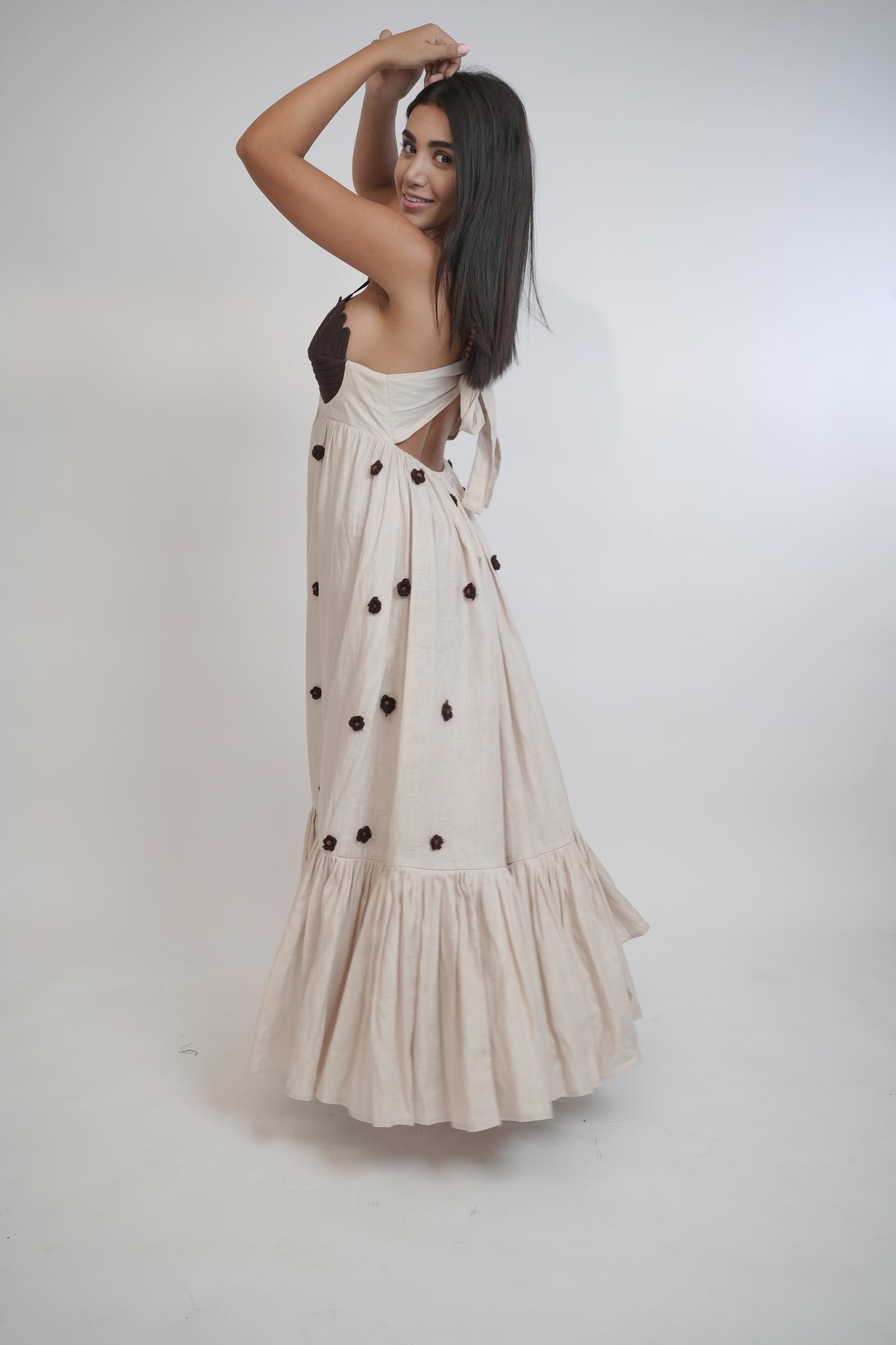 Coco Beige Brown Linen Dress