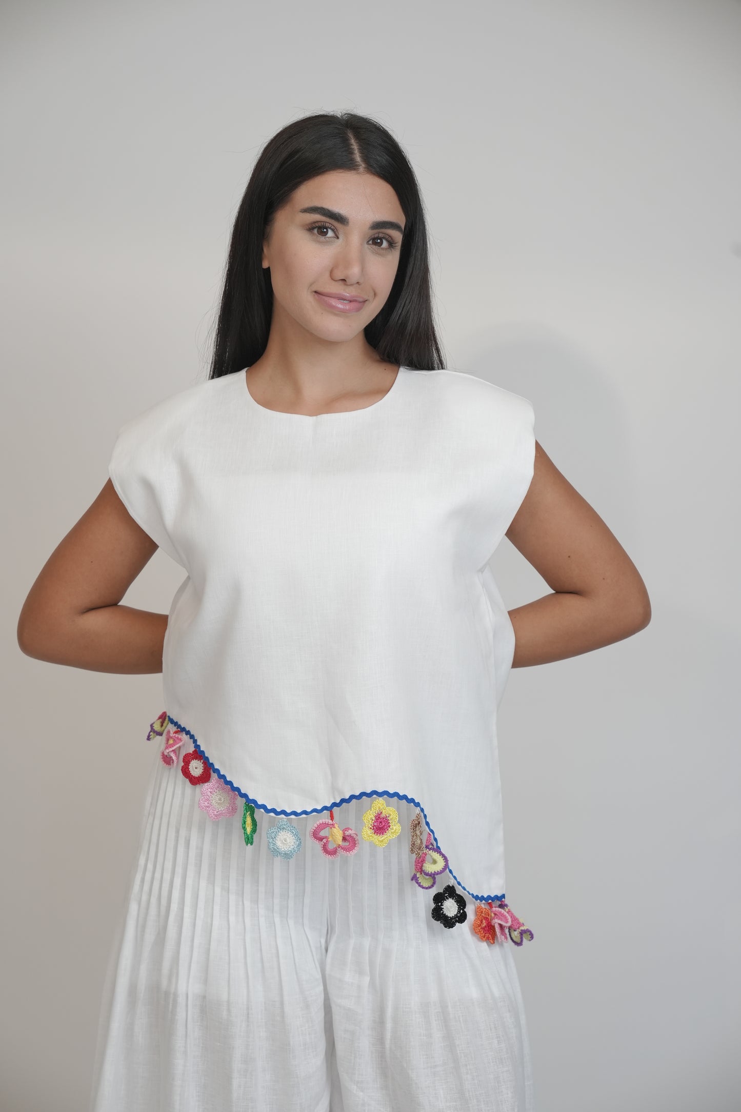 Fiji Summer Sleeveless White Linen Top