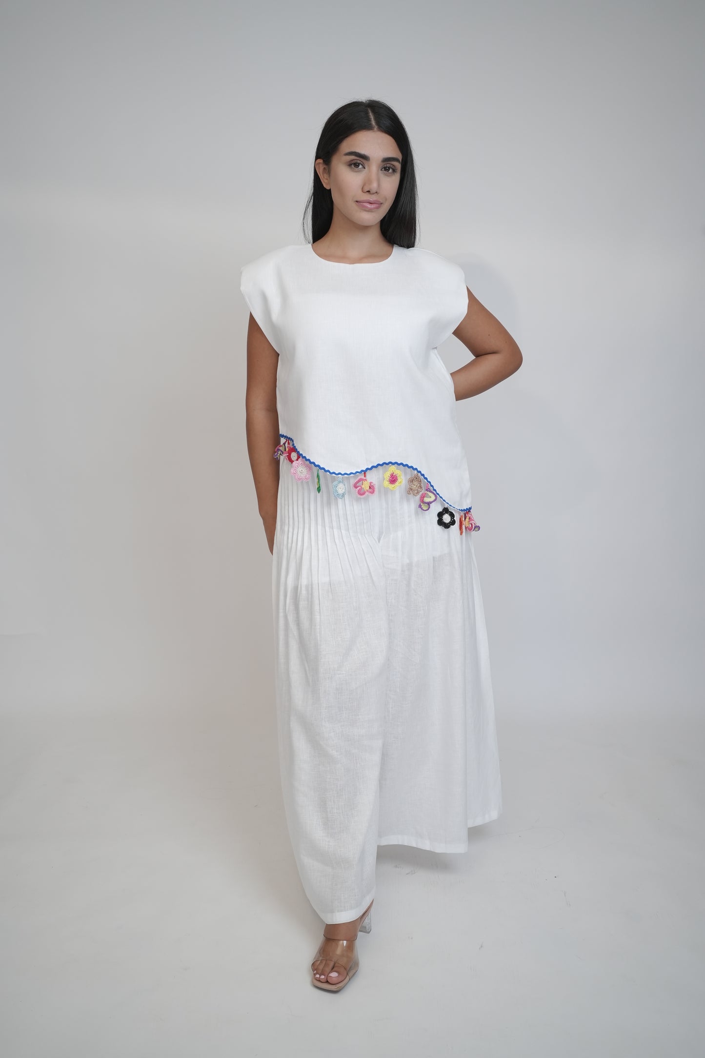 Fiji Summer Sleeveless White Linen Top