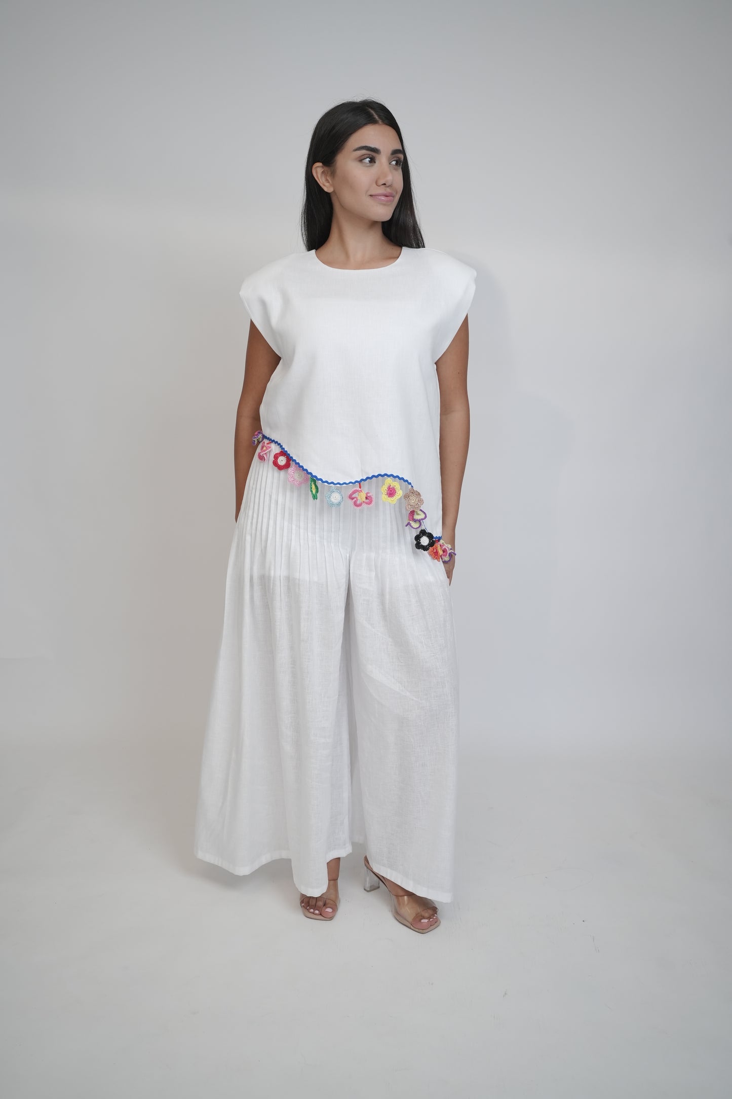 Fiji Summer Sleeveless White Linen Top