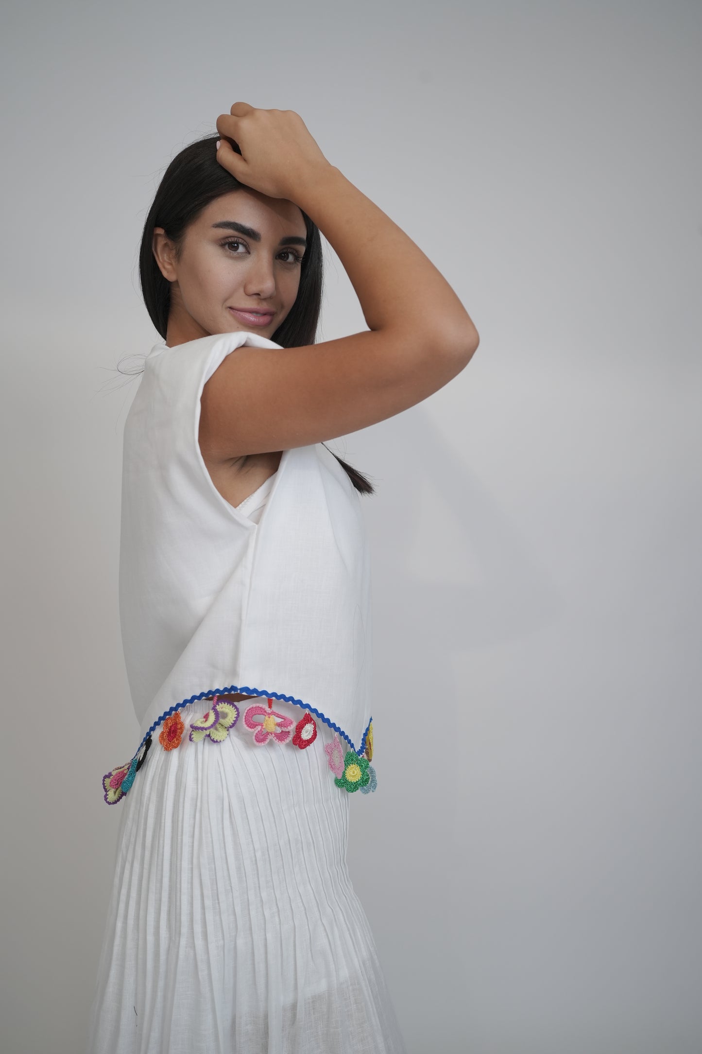 Fiji Summer Sleeveless White Linen Top