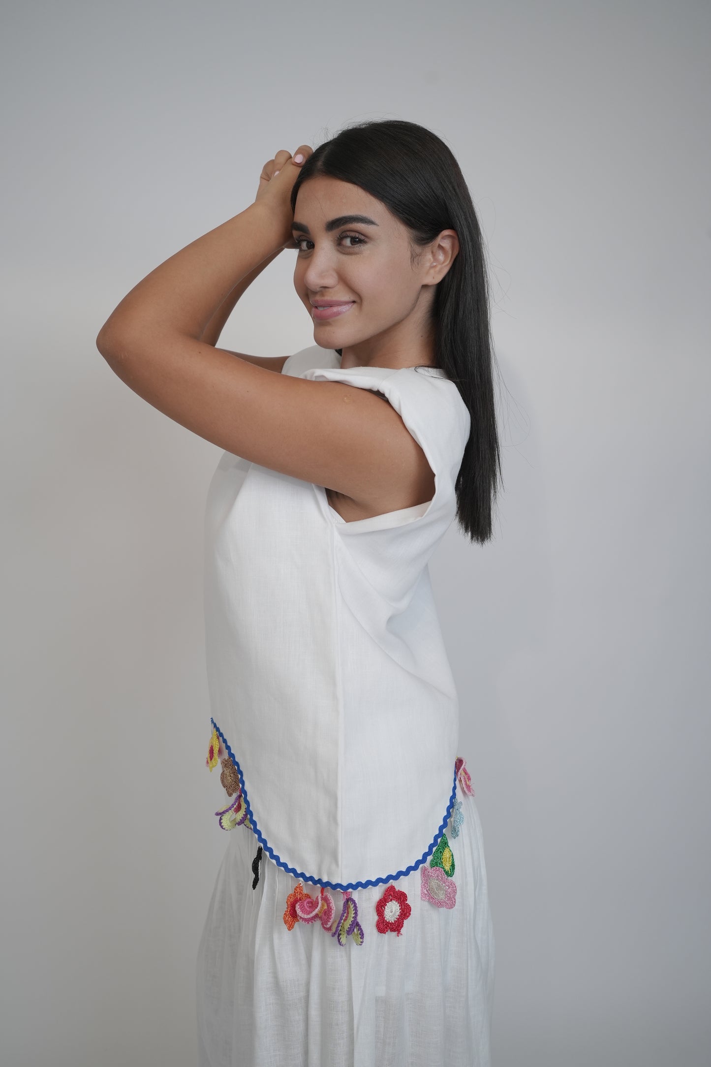 Fiji Summer Sleeveless White Linen Top
