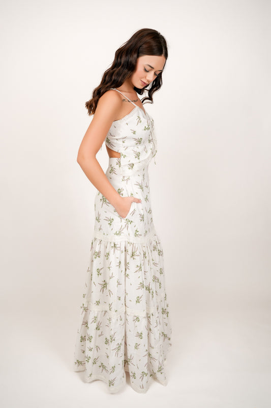 Flora White Floral Maxi Skirt
