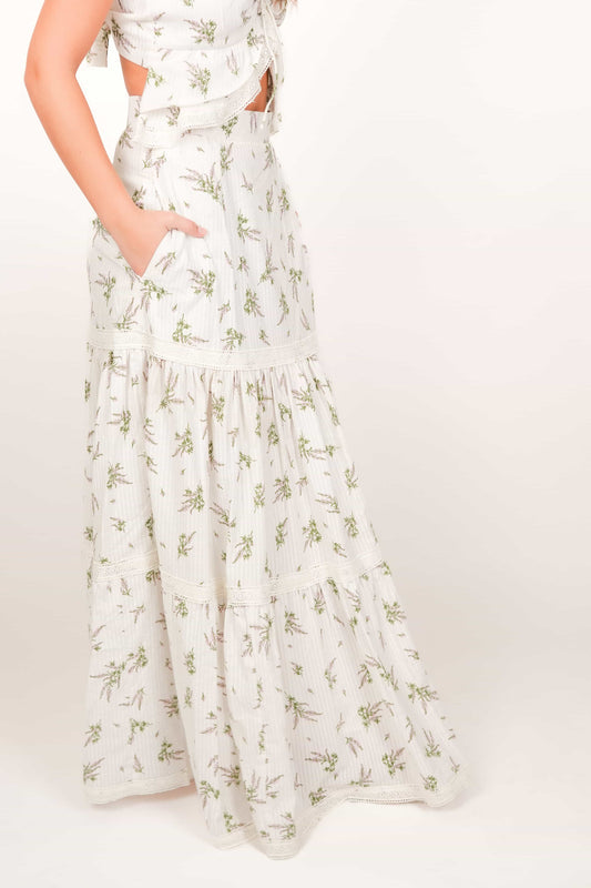 Flora White Maxi Skirt