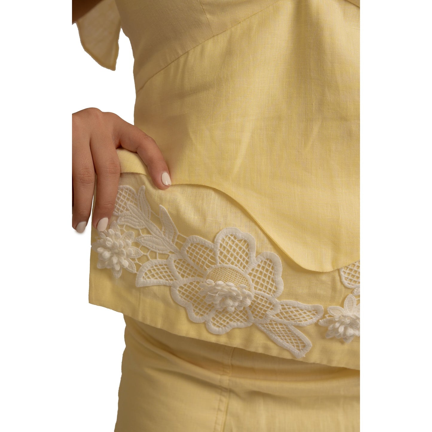 Blossom Yellow Top with White Lace