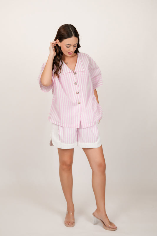 Luna Pink and white stripe shorts