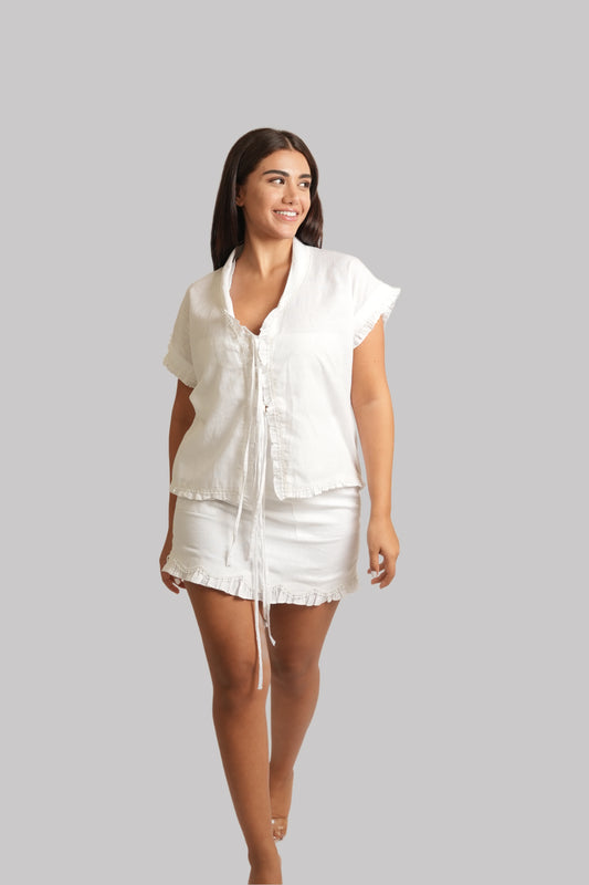 Mogra White Linen Skirt