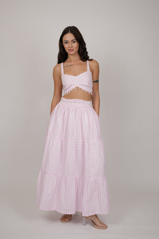 Abby White Pink Striped Dress