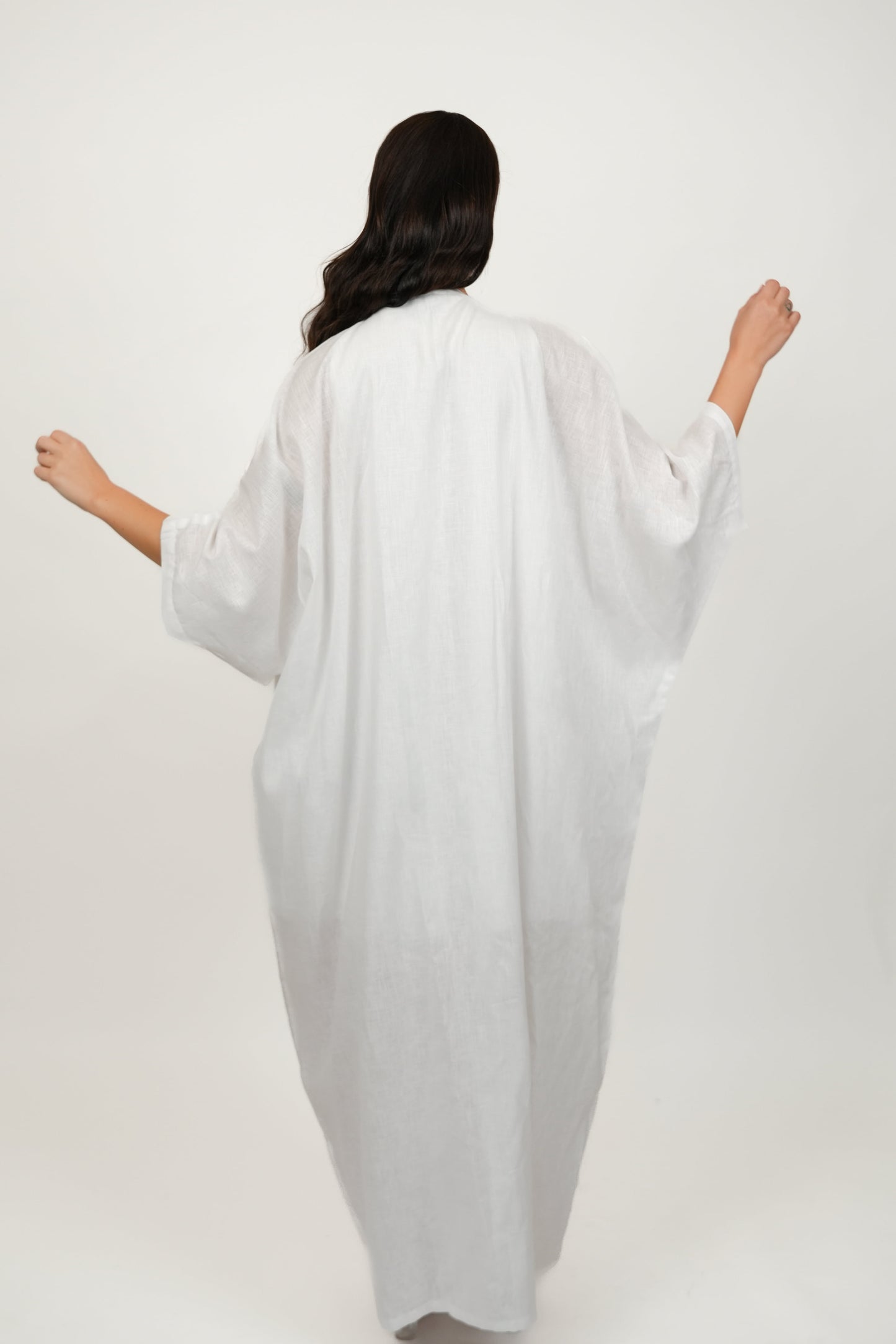 Pearl White Short Dress With Kimono Set