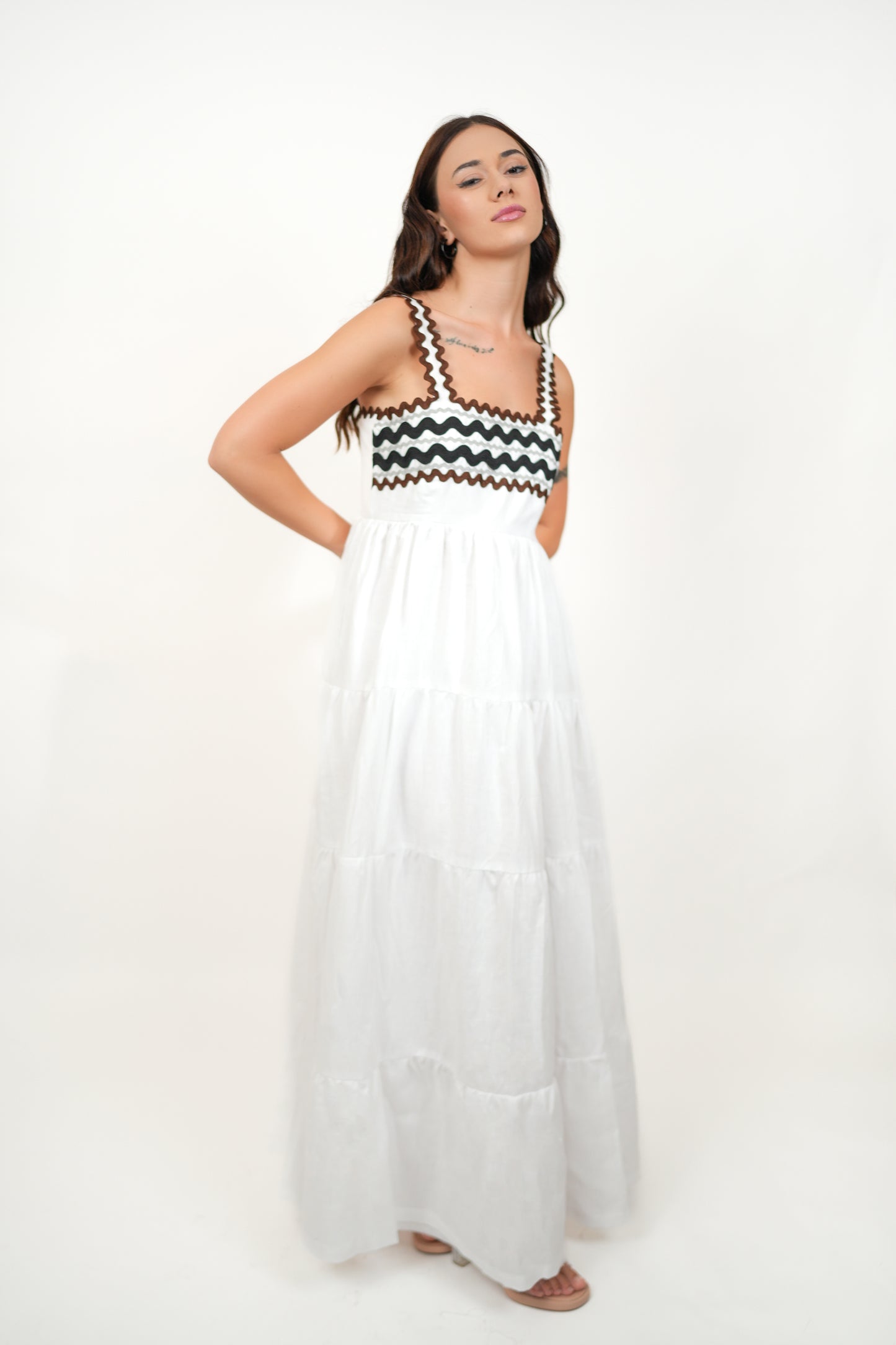 Coral White Dress