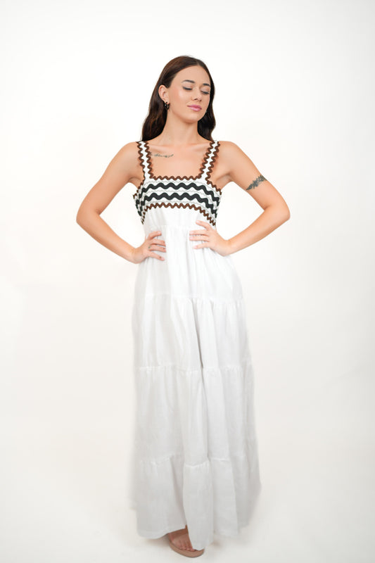 Coral White Dress
